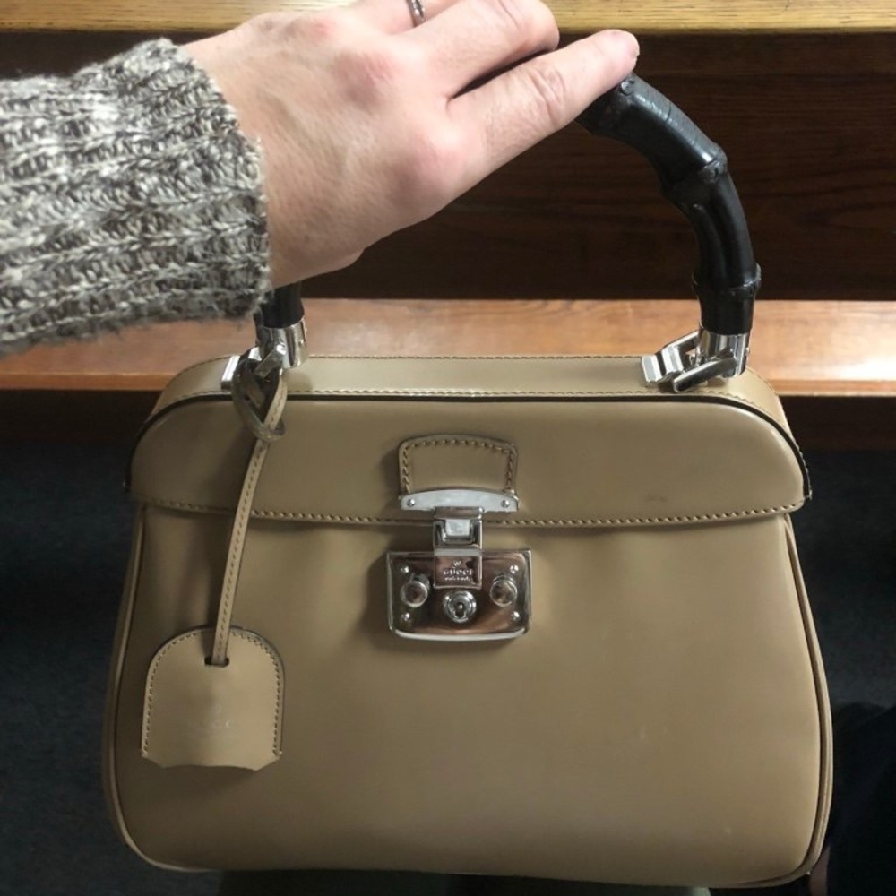 Gucci Leather Mini Lady Lock Bamboo Top Handle Bag